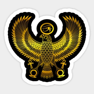 Golden Ancient Egyptian God Horus as Royal Falcon Sticker